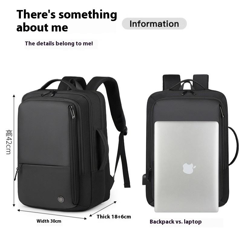 Men's high-end waterproof backpack with USB charging port for business travel and business bag