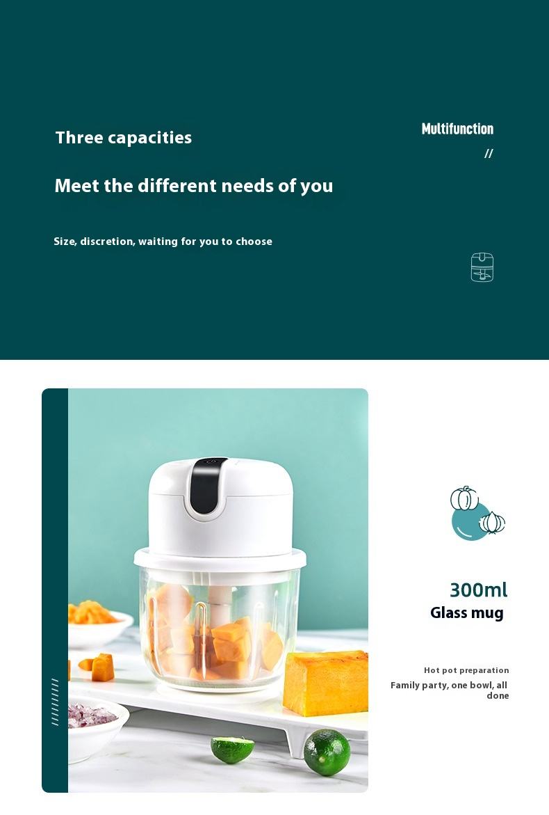 300ml household electric meat grinder, garlic blender, garlic grinder, garlic mincing and crushing device