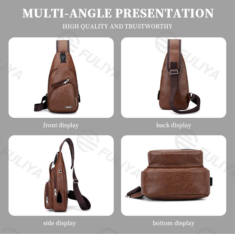 Fashionable charging men's chest bag, outdoor anti-theft crossbody bag, single-shoulder briefcase, strappy bag strap, USB data
