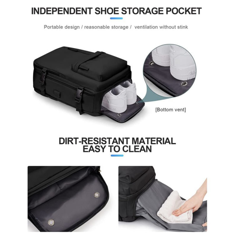 Large-capacity multi-functional waterproof travel backpack, business lightweight polyester, with usb charging