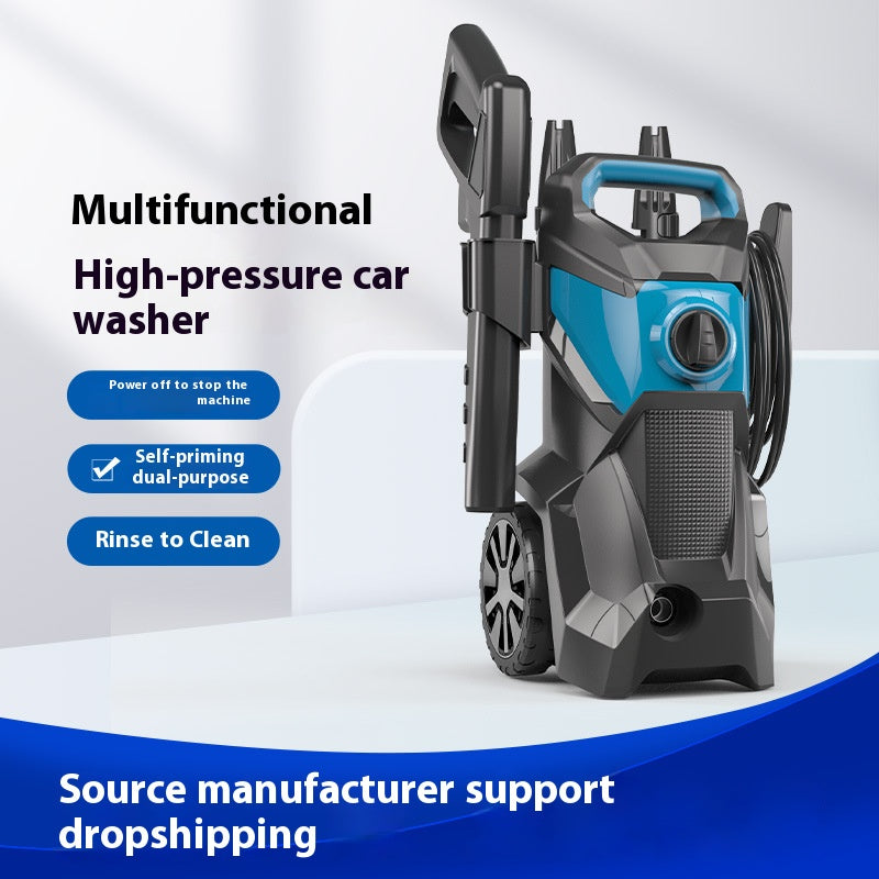 Car washing machine high pressure water gun pump 220V household high power cleaning machine portable wheel car washing machine