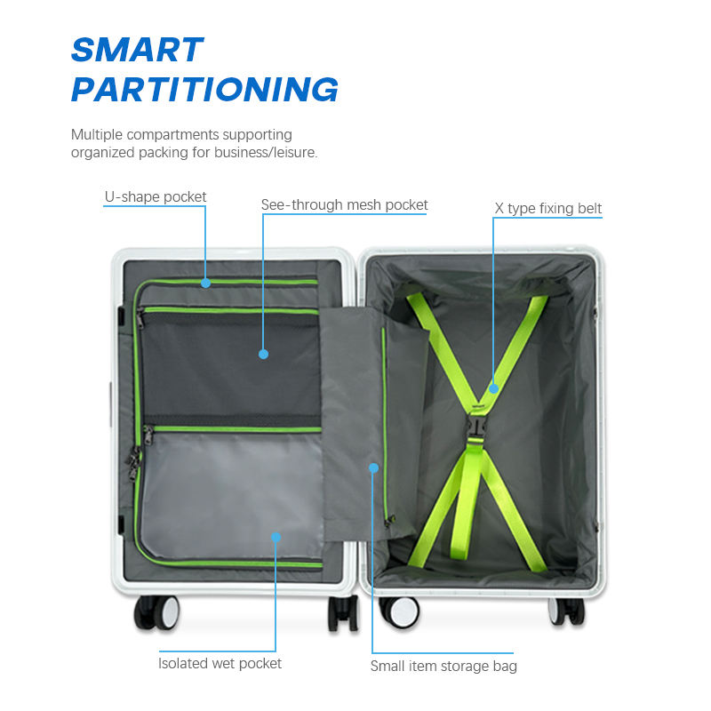 Front-opening wide trolley suitcase for men and women, pure PC universal wheel 20-inch password box