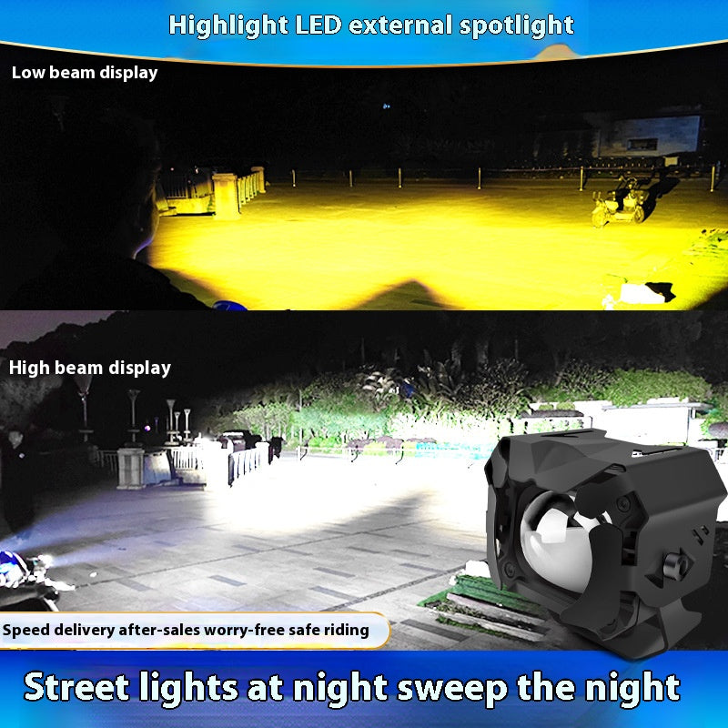 Motorcycle spotlight LED strong light super bright battery car modified auxiliary paving light laser headlight (l two sets)