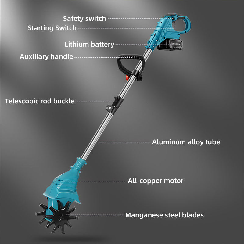 Electric tiller small agricultural tiller rotary tiller weeding lithium battery lawn mower tiller