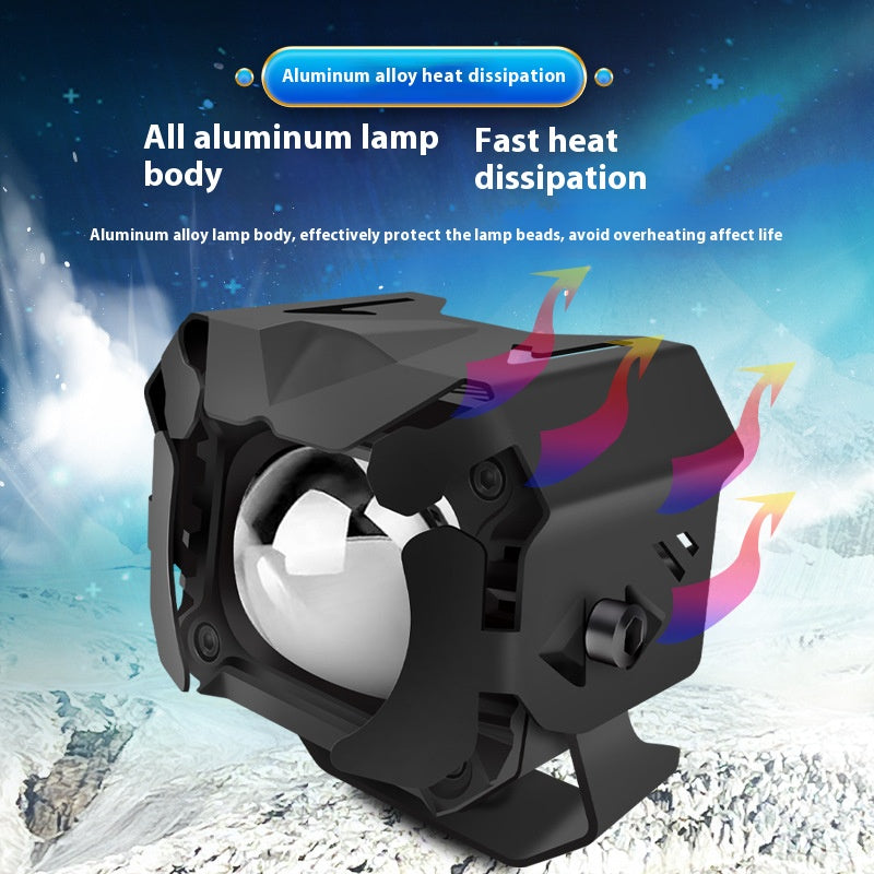 Motorcycle spotlight LED strong light super bright battery car modified auxiliary paving light laser headlight (l two sets)