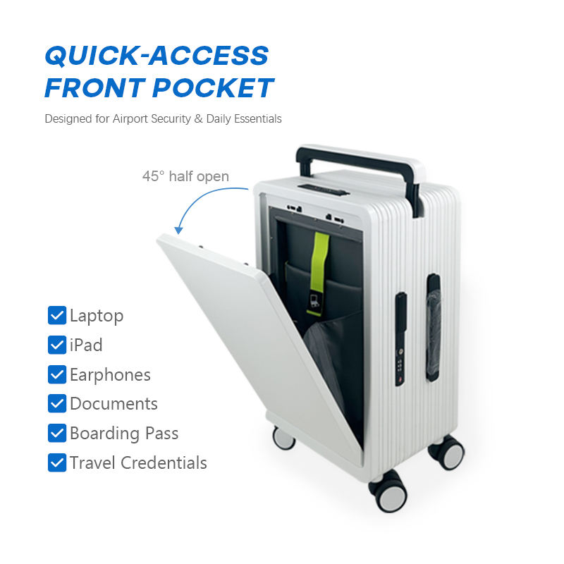 Front-opening wide trolley suitcase for men and women, pure PC universal wheel 20-inch password box