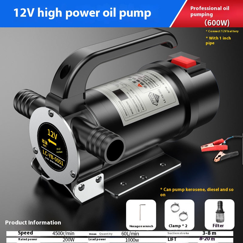 12V forward and reverse electric oil pumping artifact diesel pump small oil pumping unit refueling machine self-priming pump