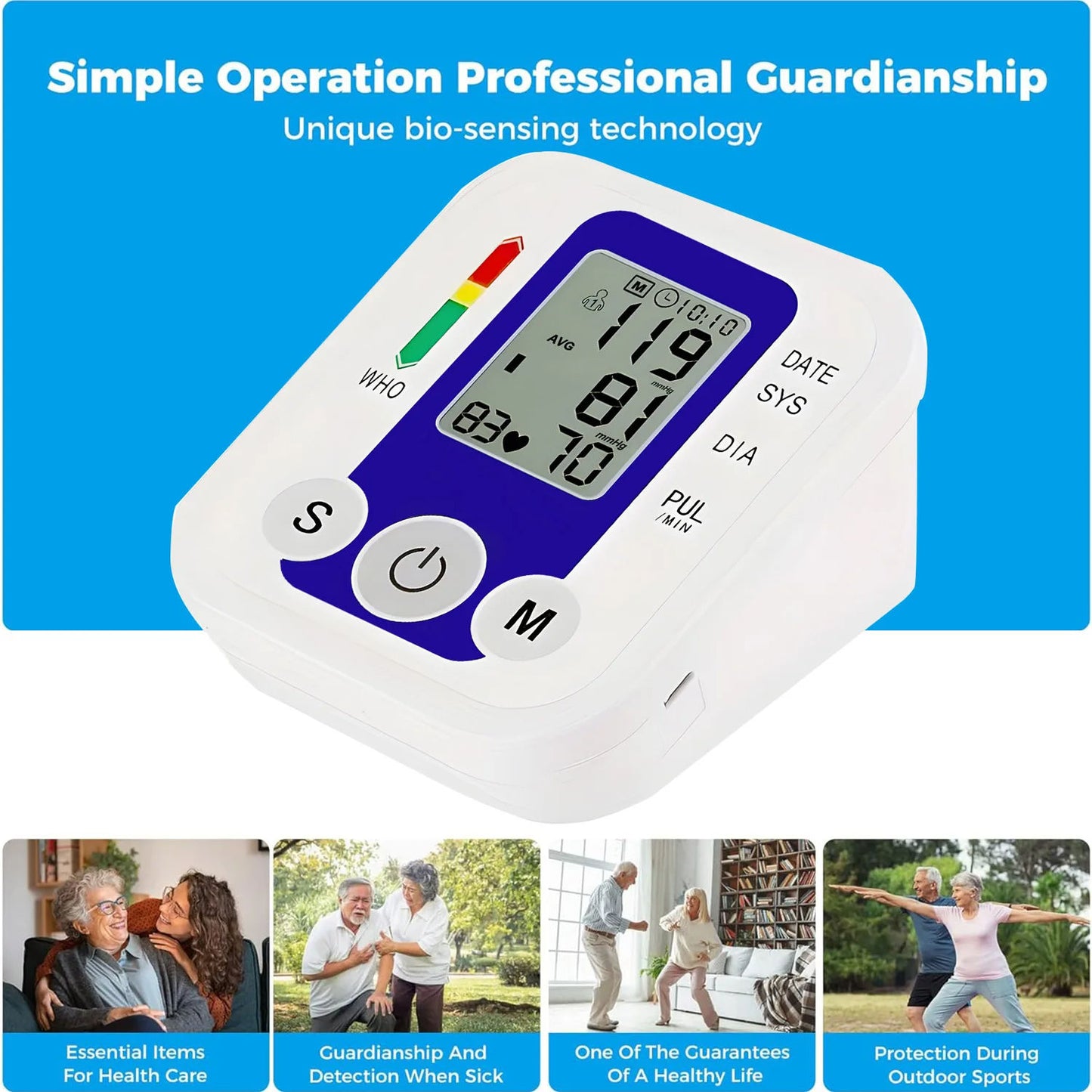 Hot Selling Jziki Electric Digital Tensiometer Upper Arm BP Machine Sphygmomanometer Blood Pressure Meter With Cuff for Home