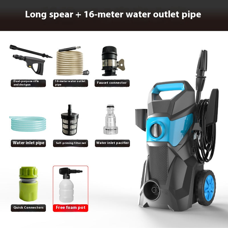Car washing machine high pressure water gun pump 220V household high power cleaning machine portable wheel car washing machine