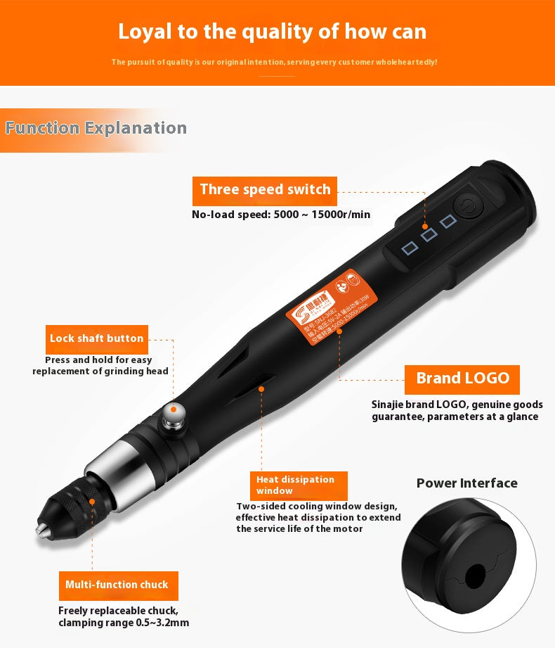 Mini Electric Grinder Small Handheld Grinder Wireless Engraving Machine Polishing Engraving Tool Electric Grinding Pen