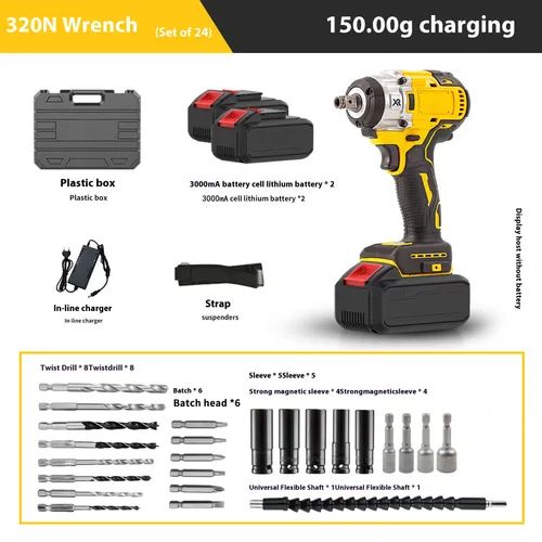 Portable lithium battery impact wrench high torque electric wrench automobile carpentry wrench scaffolding