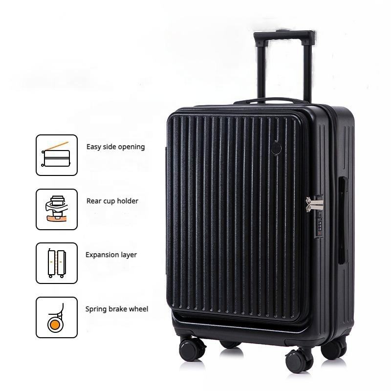 20-Inch Lightweight Durable Fashionable Password Trunk Multi-Function Business Spinner Luggage Case Front Open Lid Suitcase