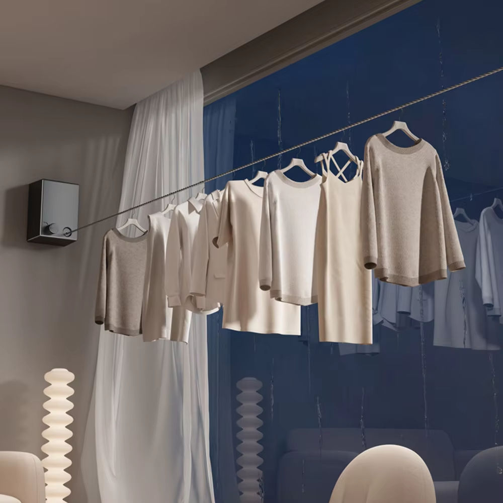 Multifunctional 4.2m bathroom balcony indoor and outdoor retractable wall-mounted wire clothesline