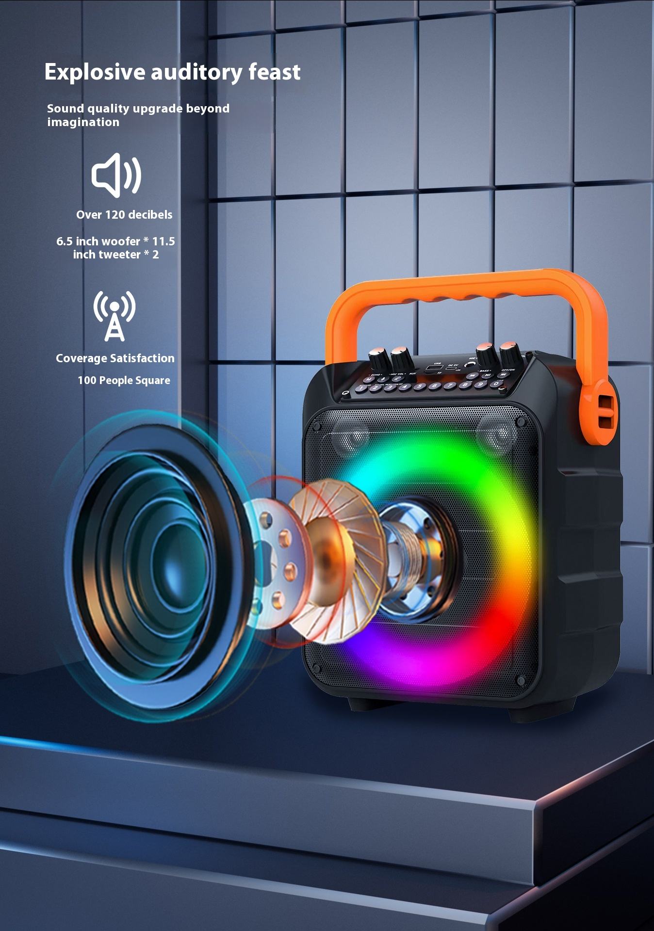 High Quality Portable Karaoke Speaker With Dual Microphones