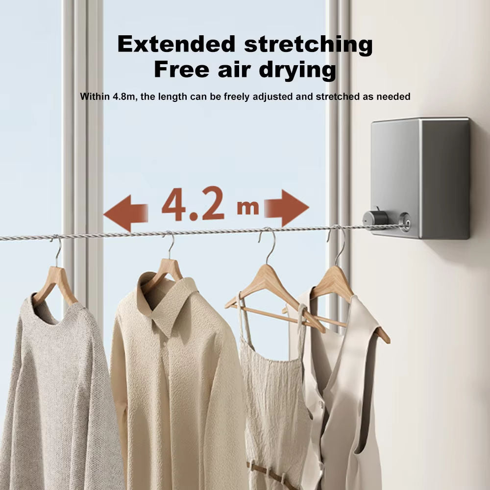 Multifunctional 4.2m bathroom balcony indoor and outdoor retractable wall-mounted wire clothesline