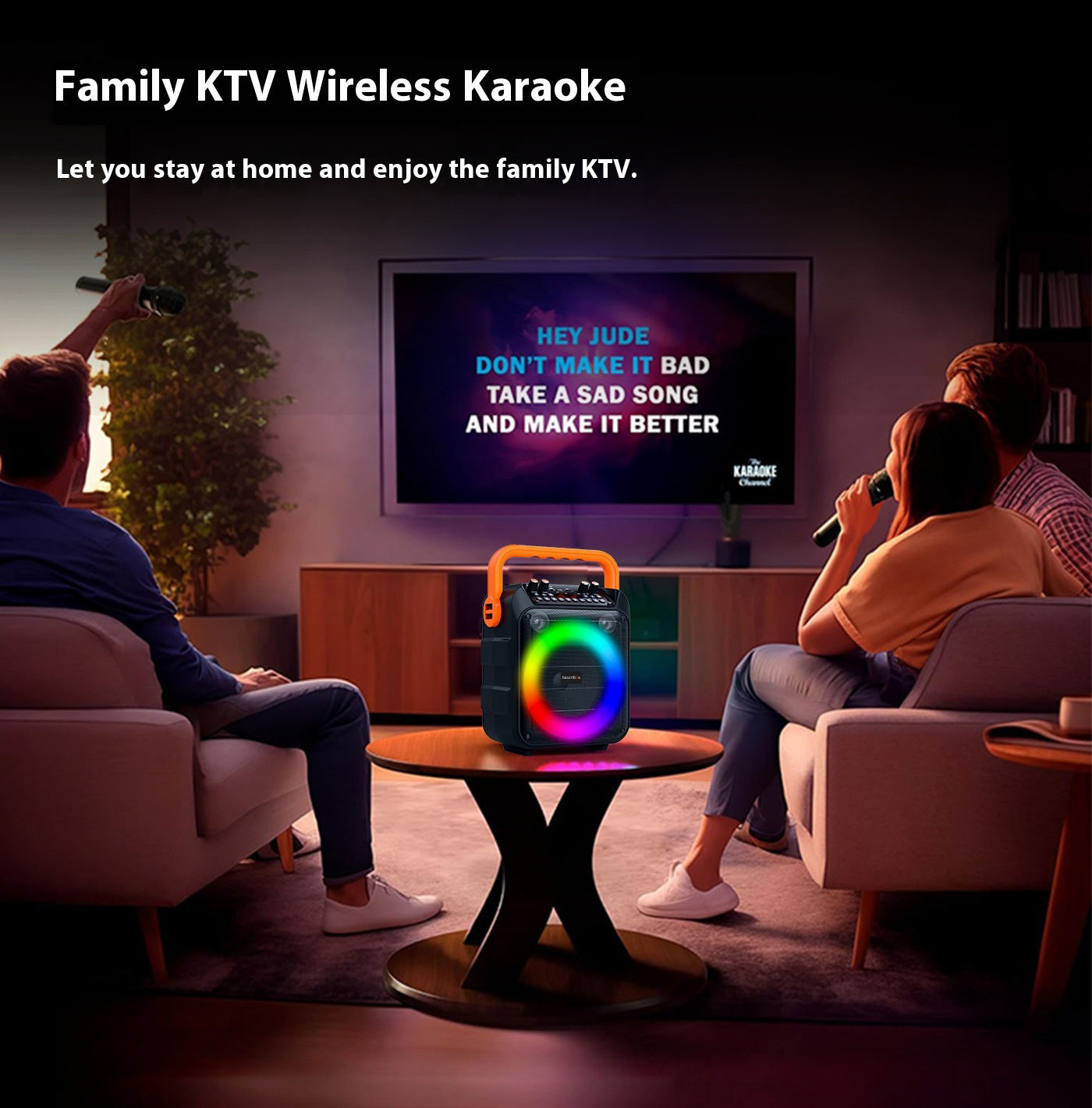 High Quality Portable Karaoke Speaker With Dual Microphones
