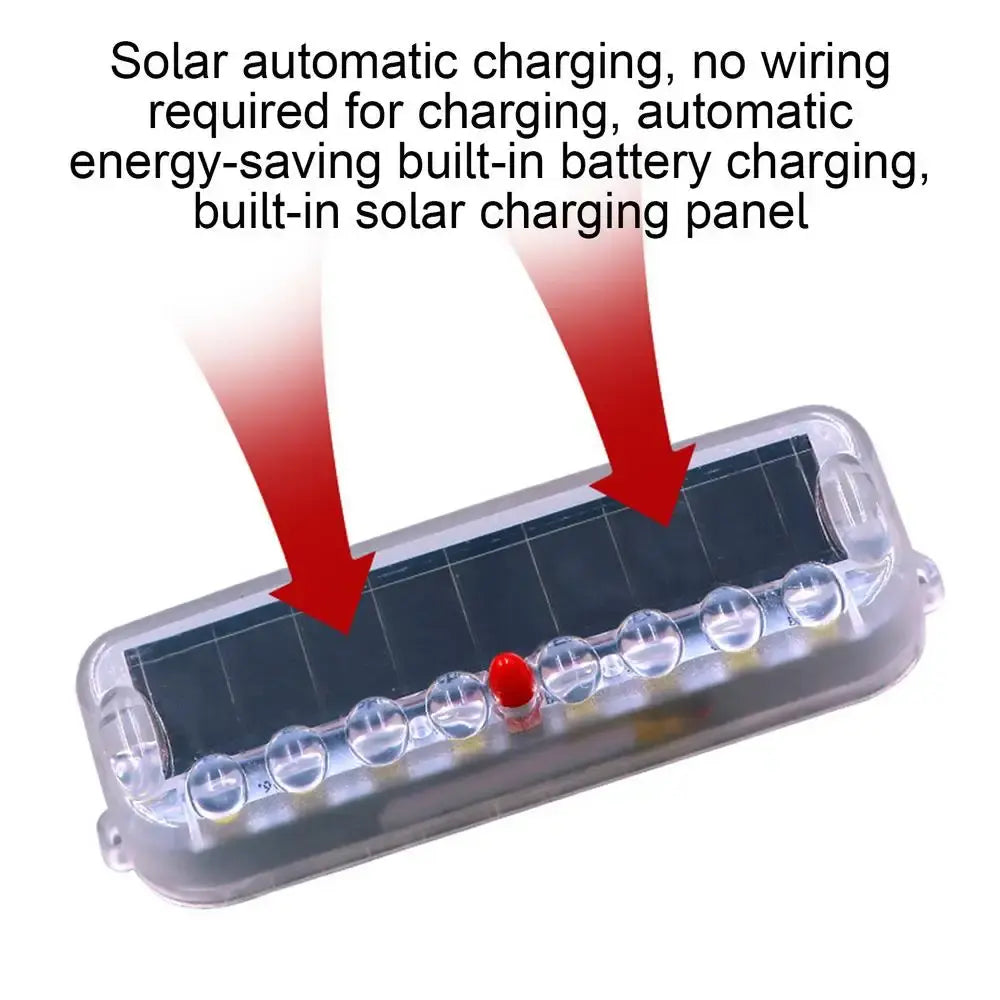 Solar Car Anti-Rear-End Flashing Light 10 LED Warning Light Vibration Sensor Motorcycle Anti-collision Flashing Light