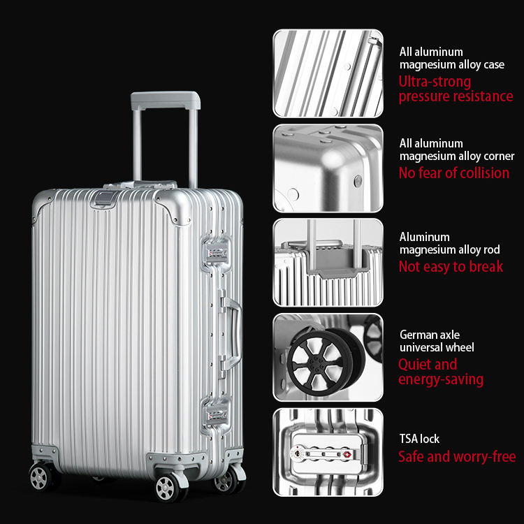 20-inch all-aluminum magnesium alloy suitcase for business use with universal wheels