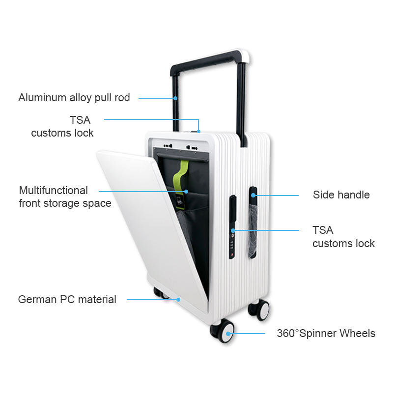 Front-opening wide trolley suitcase for men and women, pure PC universal wheel 20-inch password box