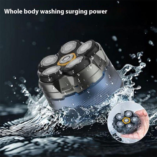 Magnetic rotating six-blade bald artifact bald hair cutting machine full body washable type-c interface fast charging