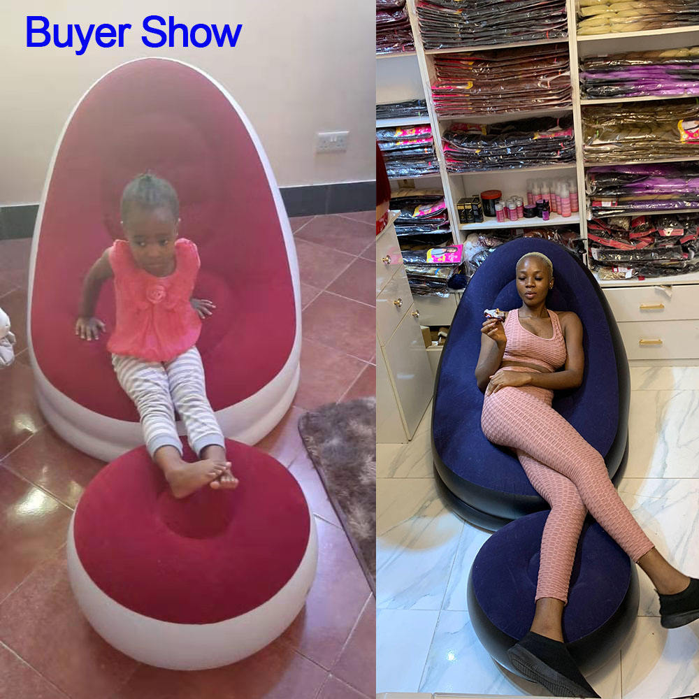 [24-hour delivery+Cash on delivery]2pcs/set Portable Inflatable Lazy Sofa With Foot Pedal, Colorful Box Packaging, Modern Leisure Home Outdoor Camping Movable Flocking Sofa