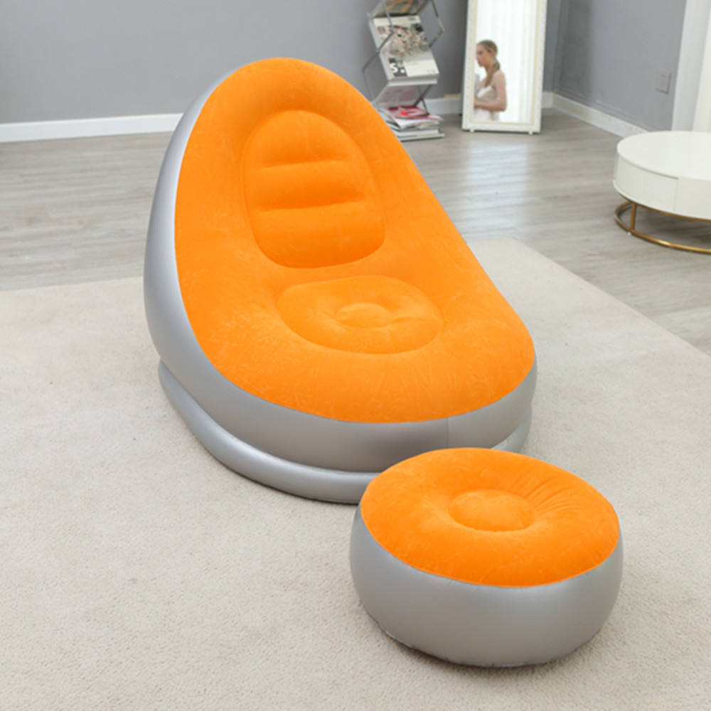 [24-hour delivery+Cash on delivery]2pcs/set Portable Inflatable Lazy Sofa With Foot Pedal, Colorful Box Packaging, Modern Leisure Home Outdoor Camping Movable Flocking Sofa