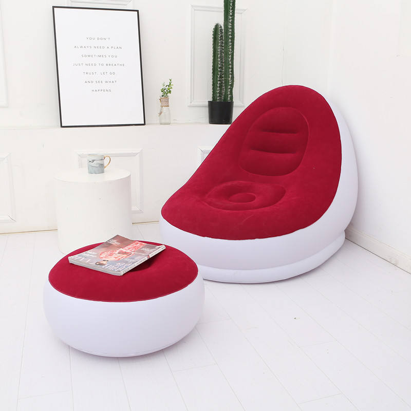 [24-hour delivery+Cash on delivery]2pcs/set Portable Inflatable Lazy Sofa With Foot Pedal, Colorful Box Packaging, Modern Leisure Home Outdoor Camping Movable Flocking Sofa
