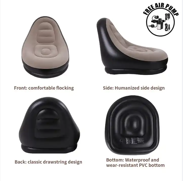 [24-hour delivery+Cash on delivery]2pcs/set Portable Inflatable Lazy Sofa With Foot Pedal, Colorful Box Packaging, Modern Leisure Home Outdoor Camping Movable Flocking Sofa