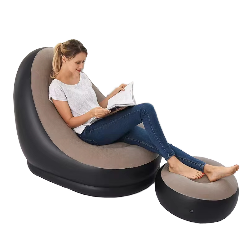 [24-hour delivery+Cash on delivery]2pcs/set Portable Inflatable Lazy Sofa With Foot Pedal, Colorful Box Packaging, Modern Leisure Home Outdoor Camping Movable Flocking Sofa