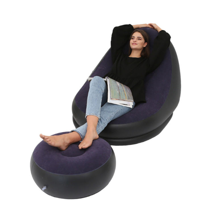 [24-hour delivery+Cash on delivery]2pcs/set Portable Inflatable Lazy Sofa With Foot Pedal, Colorful Box Packaging, Modern Leisure Home Outdoor Camping Movable Flocking Sofa