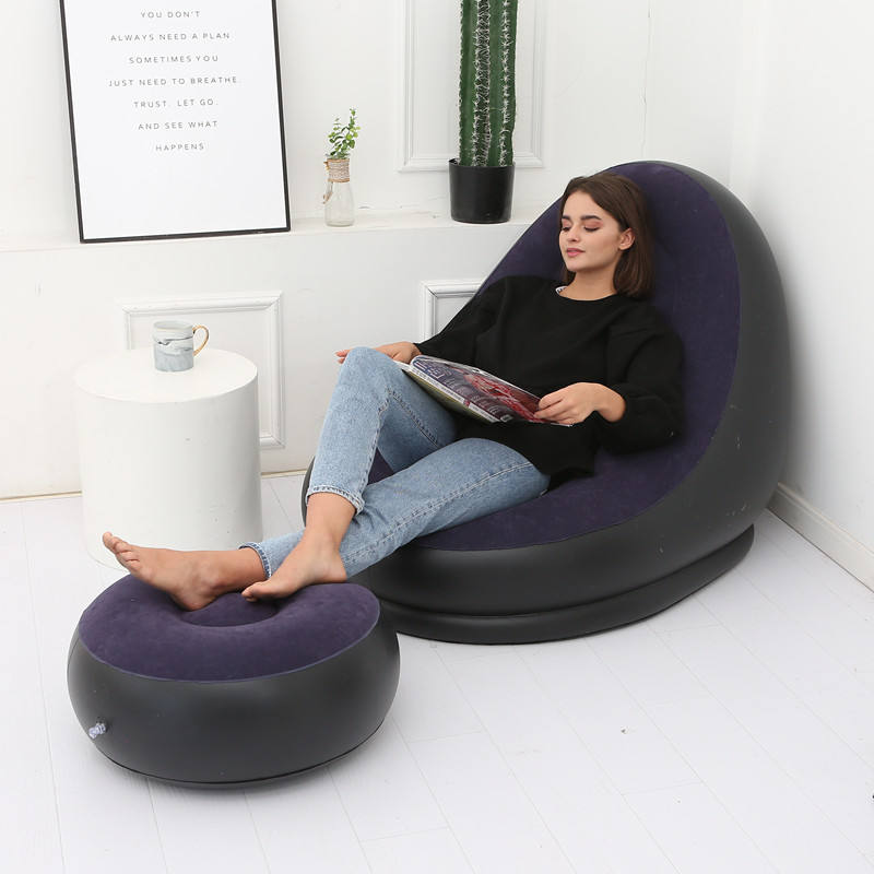 [24-hour delivery+Cash on delivery]2pcs/set Portable Inflatable Lazy Sofa With Foot Pedal, Colorful Box Packaging, Modern Leisure Home Outdoor Camping Movable Flocking Sofa