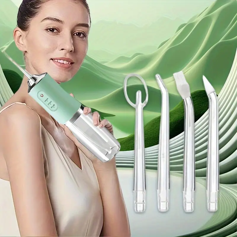 [24-hour delivery+Cash on delivery]4-in-1 Rechargeable Oral Irrigator: Portable, Wireless Dental Care Flosser with USB Charging for Healthy Gums & Travel