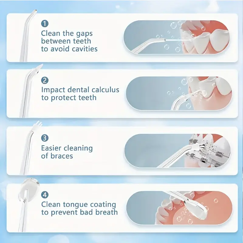 [24-hour delivery+Cash on delivery]4-in-1 Rechargeable Oral Irrigator: Portable, Wireless Dental Care Flosser with USB Charging for Healthy Gums & Travel