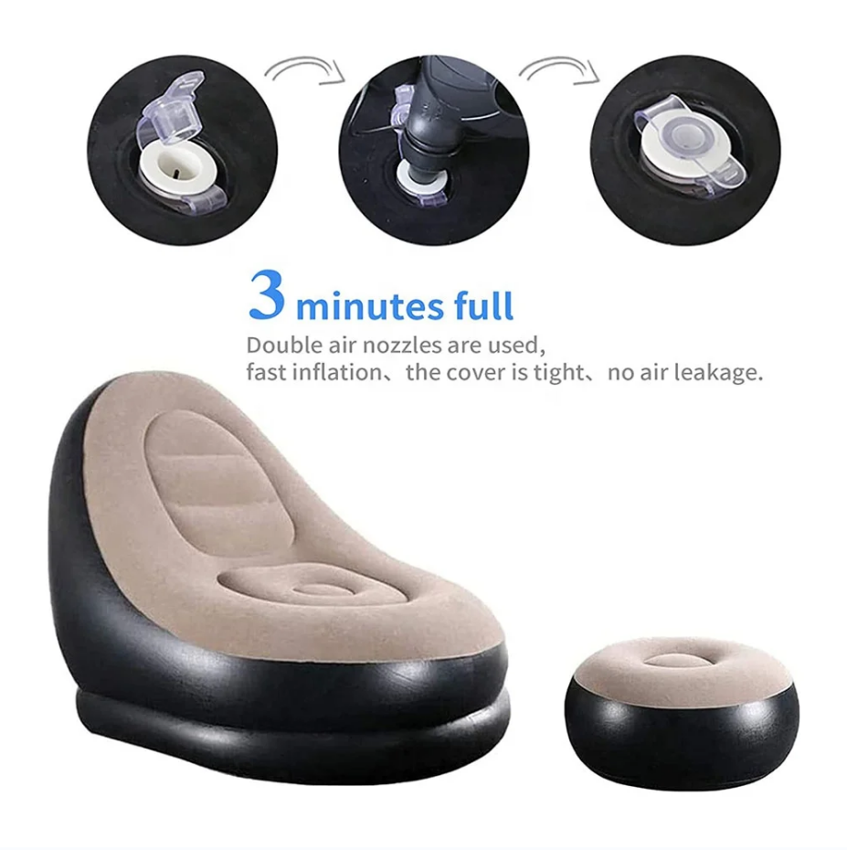 [24-hour delivery+Cash on delivery]2pcs/set Portable Inflatable Lazy Sofa With Foot Pedal, Colorful Box Packaging, Modern Leisure Home Outdoor Camping Movable Flocking Sofa